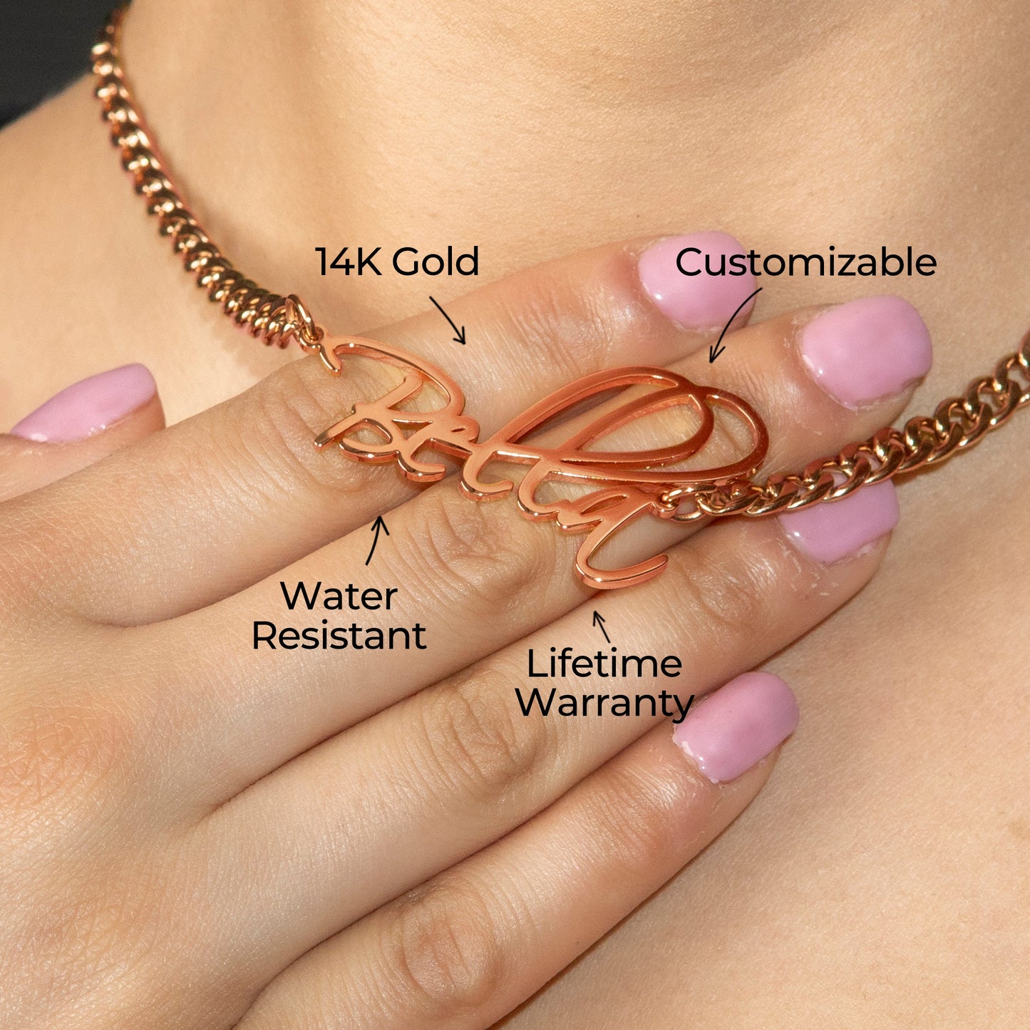 Women Jewelry - Rose Gold Name Necklace | Style # N37