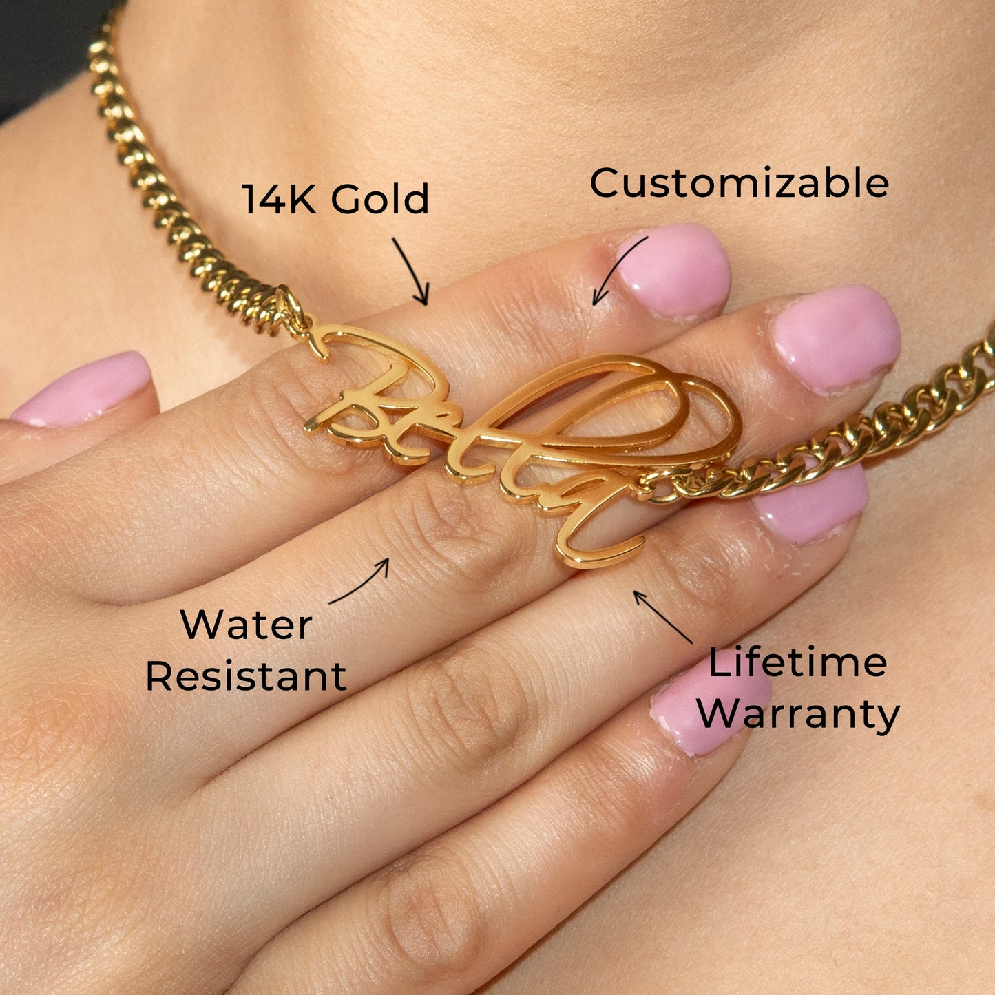 Women Jewelry - Gold Name Necklace | Style # N37