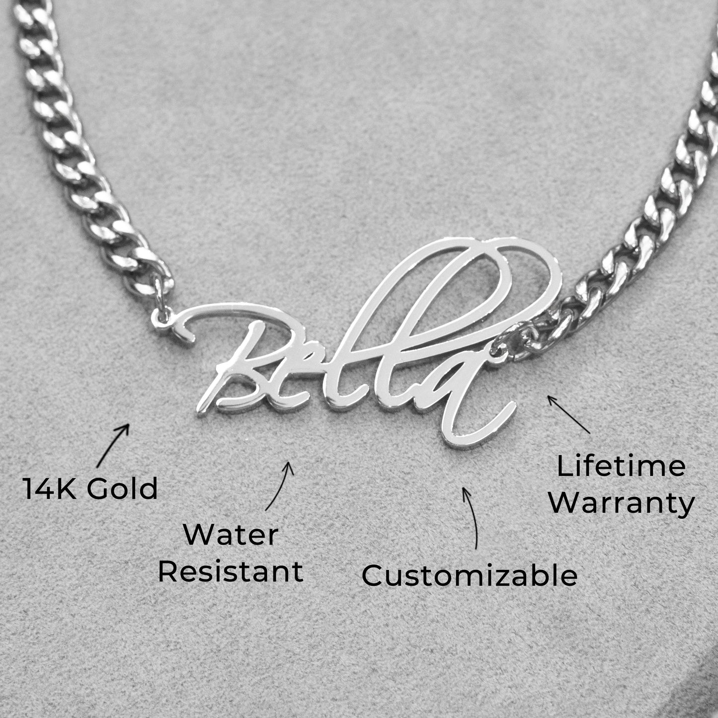 Women Jewelry - White Gold Name Necklace | Style # N37