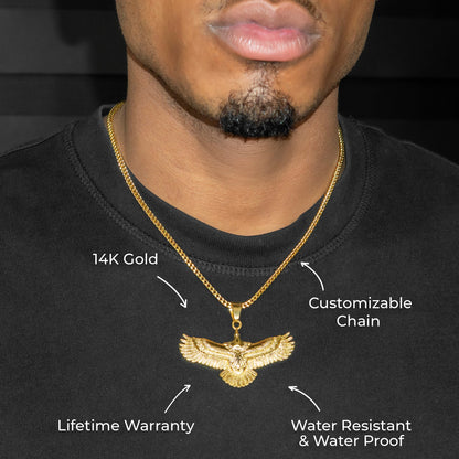 Mens Jewelry - 14K Gold Eagle Necklace | Appx. 17 Grams