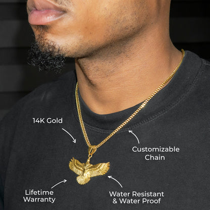 Mens Jewelry - 14K Gold Eagle Necklace | Appx. 17 Grams