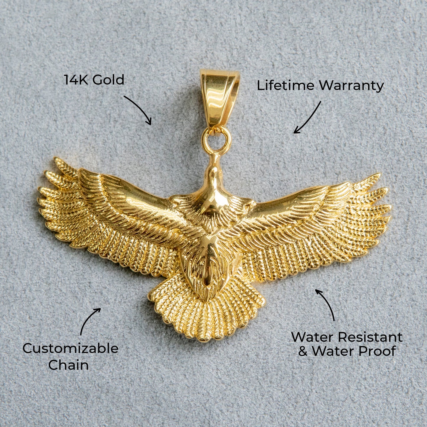 Mens Jewelry - 14K Gold Eagle Necklace | Appx. 17 Grams