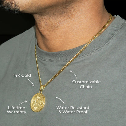 Mens Jewelry - 14K Gold Bitcoin Necklace | Appx. 17 Grams