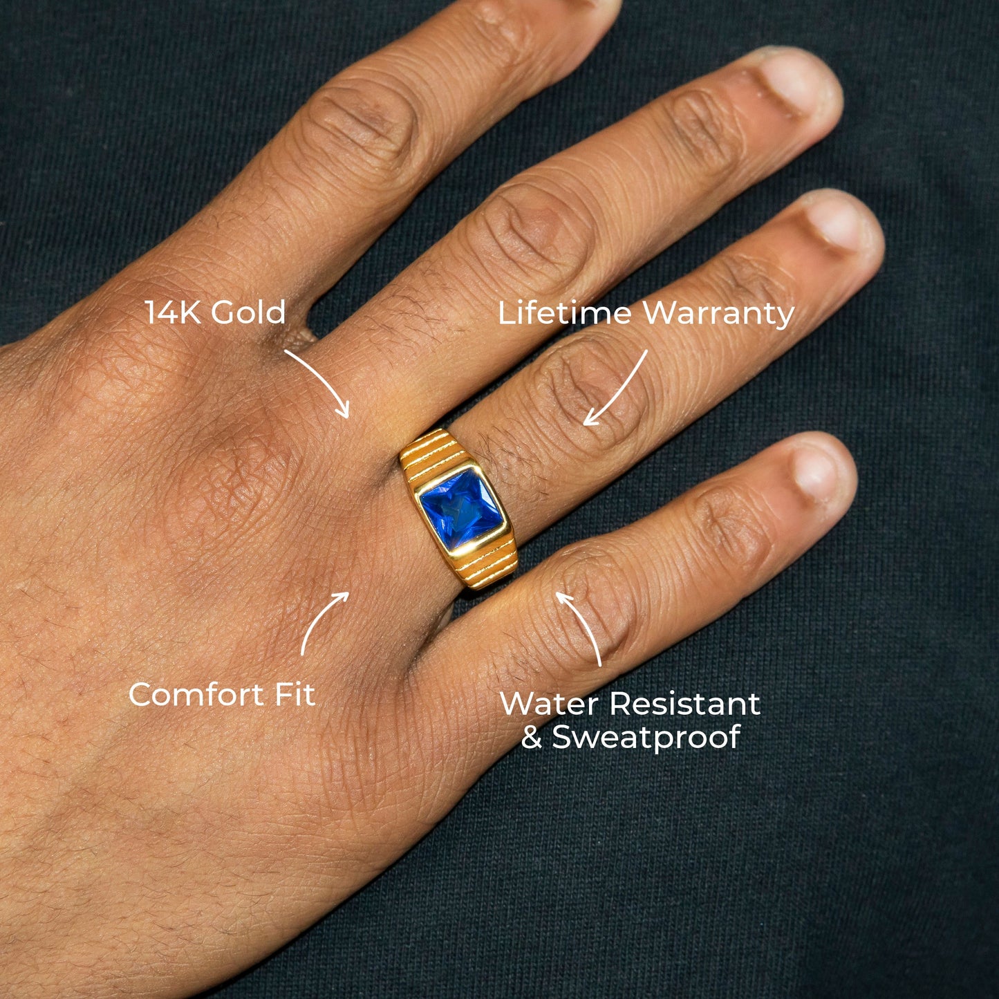 Mens Jewelry - Sapphire Gold Pinky Ring | 8 Grams