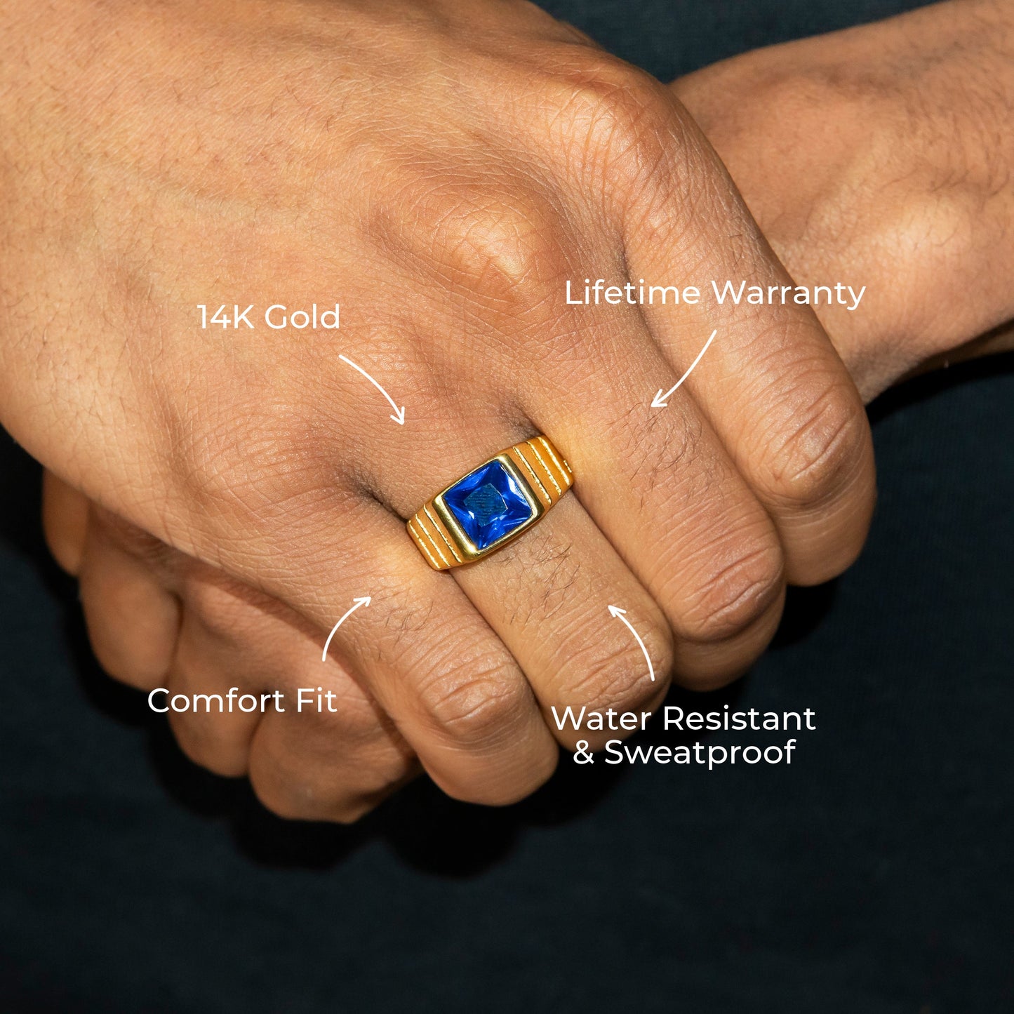 Mens Jewelry - Sapphire Gold Pinky Ring | 8 Grams