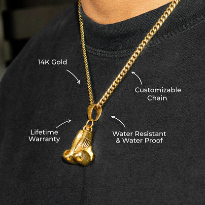 Mens Jewelry - 14K Gold Boxing Gloves Necklace | Appx. 20 Grams