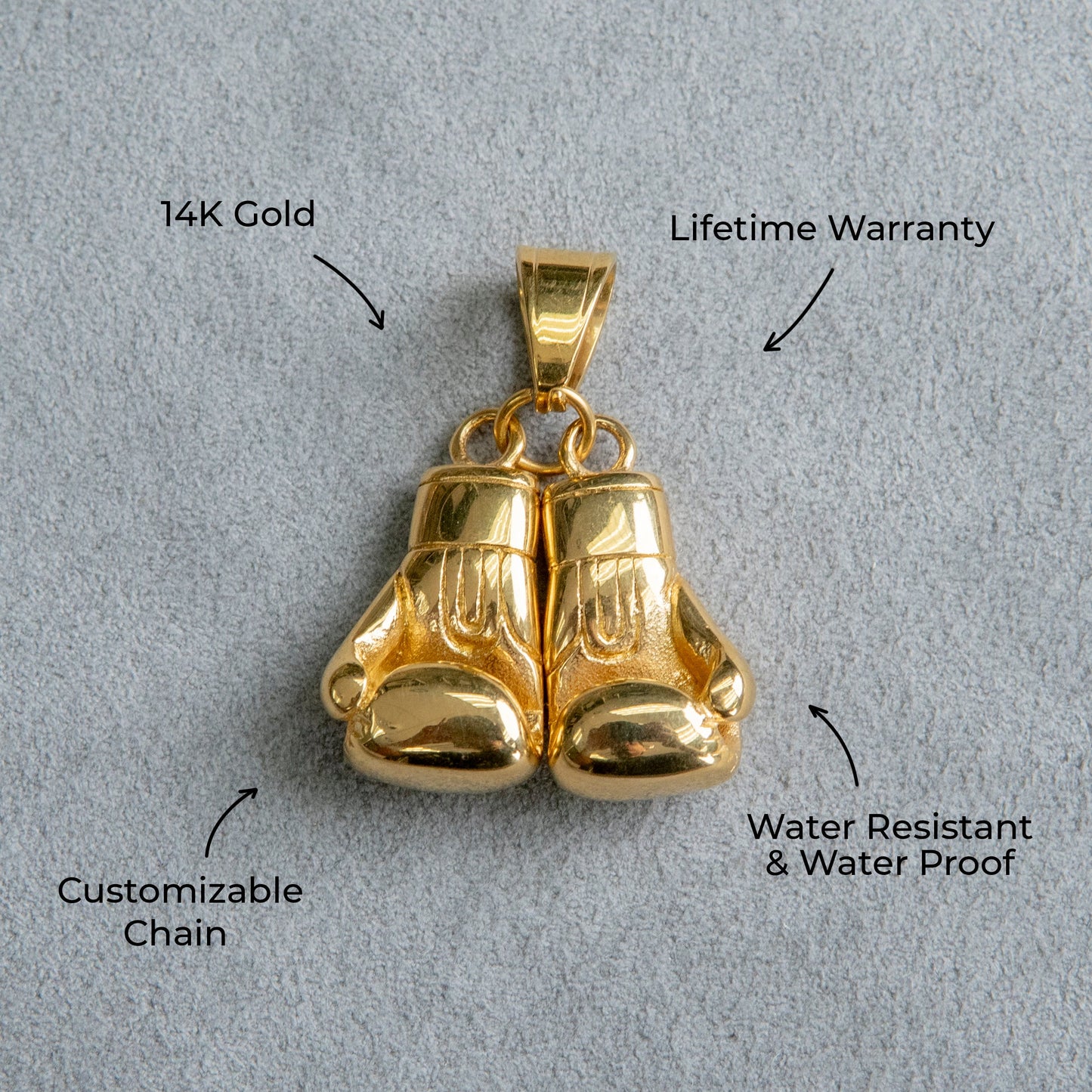 Mens Jewelry - 14K Gold Boxing Gloves Necklace | Appx. 20 Grams