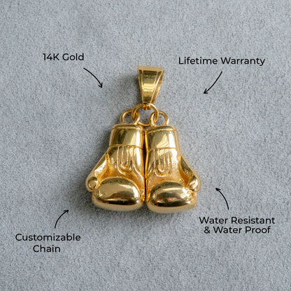 Mens Jewelry - 14K Gold Boxing Gloves Necklace | Appx. 20 Grams