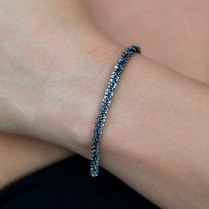 Diamond Cut Popcorn Chain + Bracelet in Black - 4mm