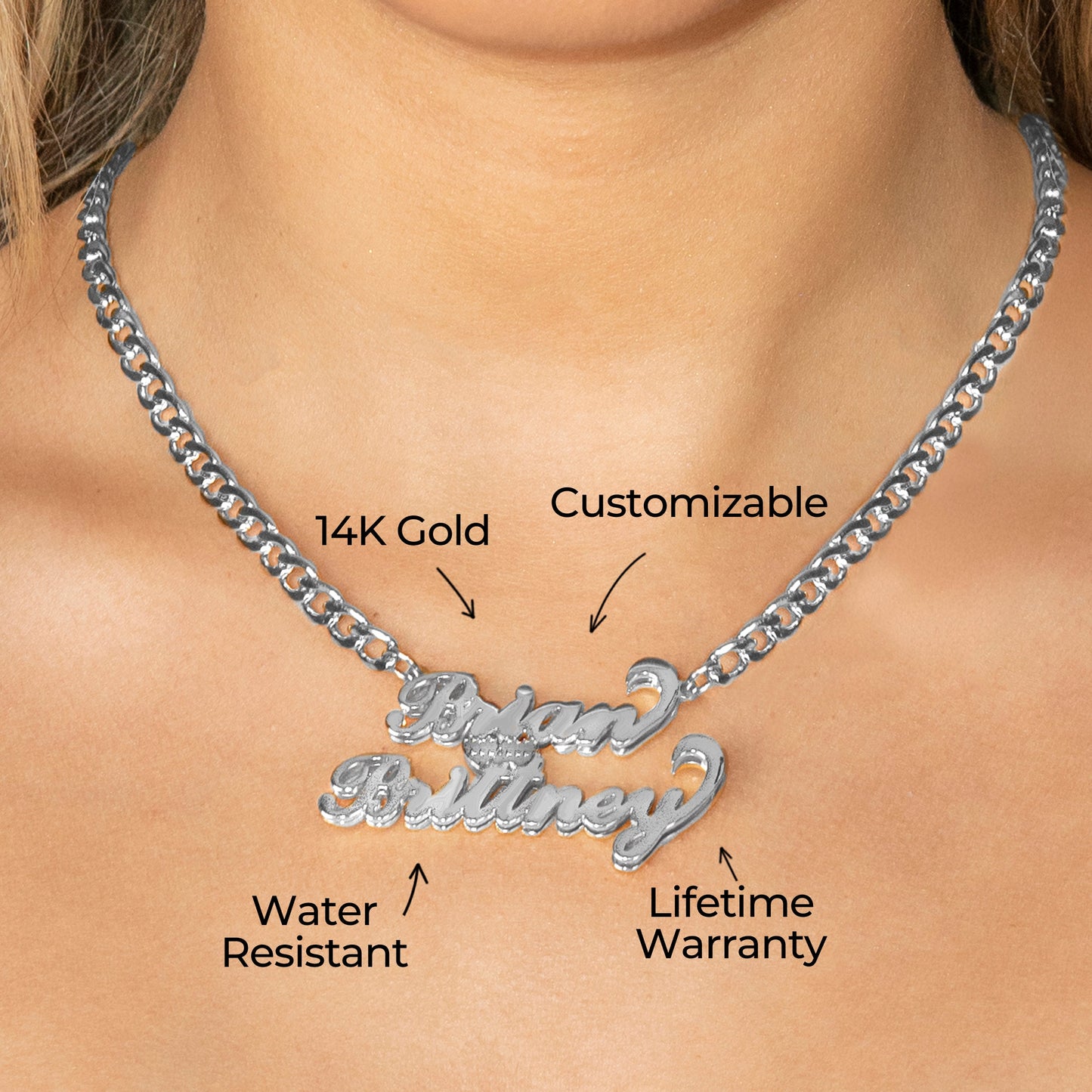 Women Jewelry - White Gold Name Necklace | Style # N28