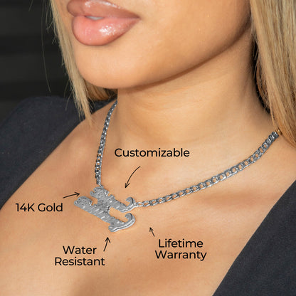 Women Jewelry - White Gold Name Necklace | Style # N28