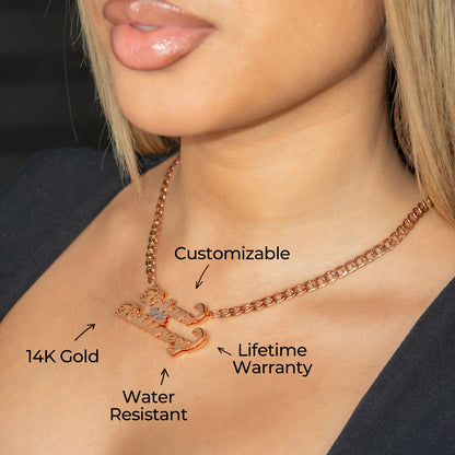 Women Jewelry - Rose Gold Name Necklace | Style # N28