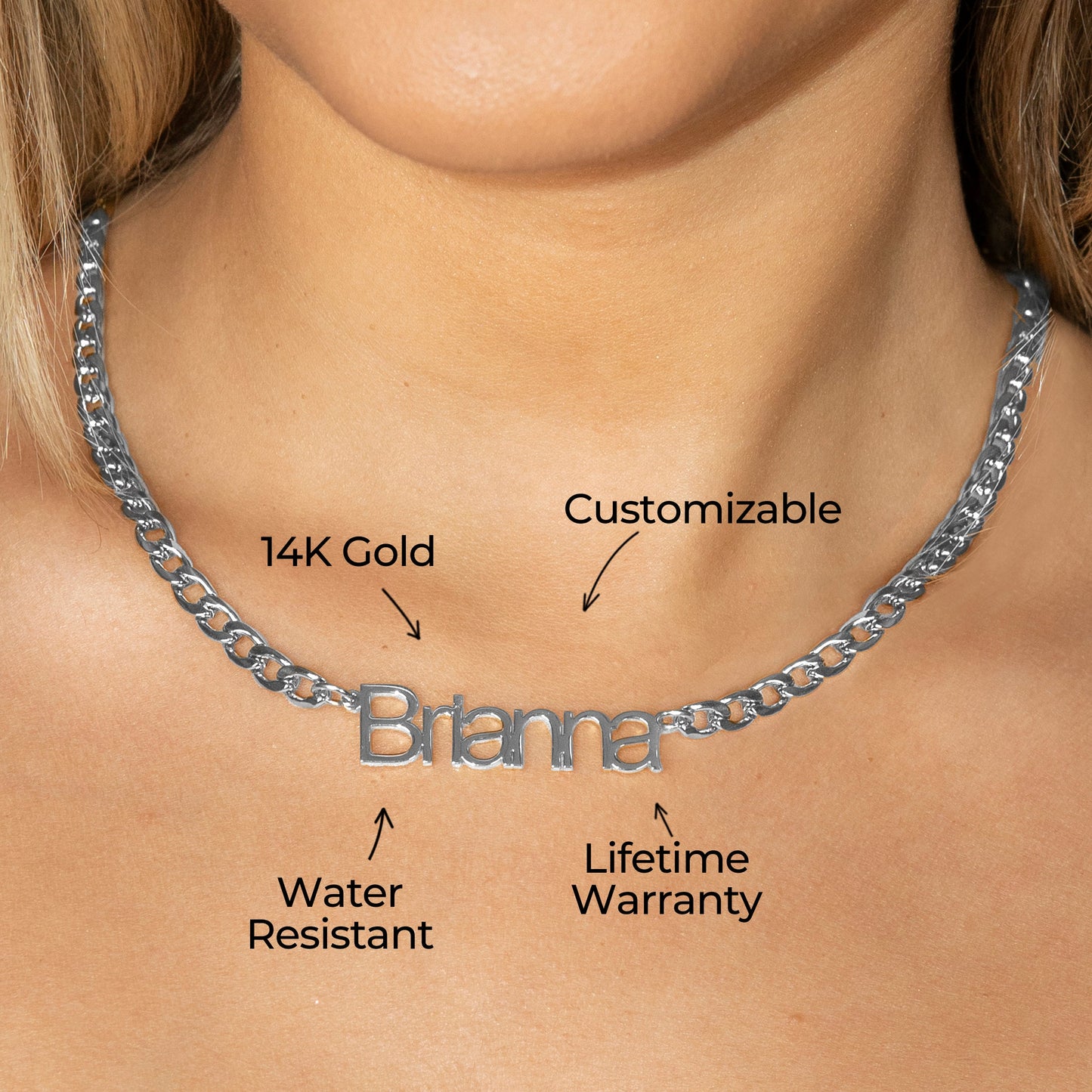 Women Jewelry - White Gold Name Necklace | Style # N14