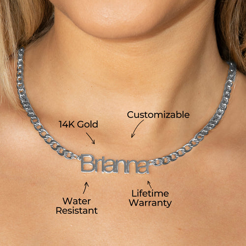 Women Jewelry - White Gold Name Necklace | Style # N14
