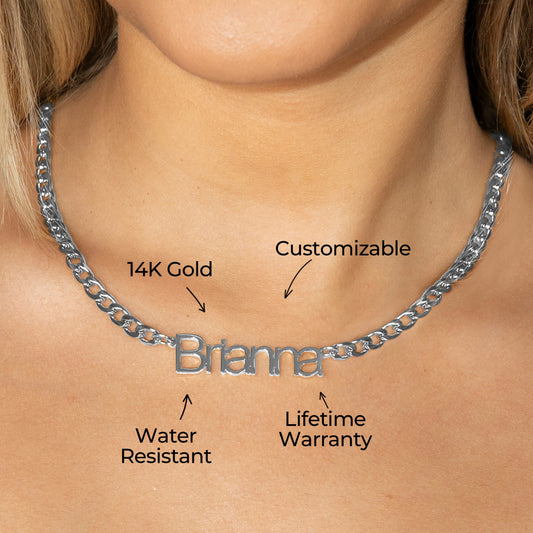 Women Jewelry - White Gold Name Necklace | Style # N14
