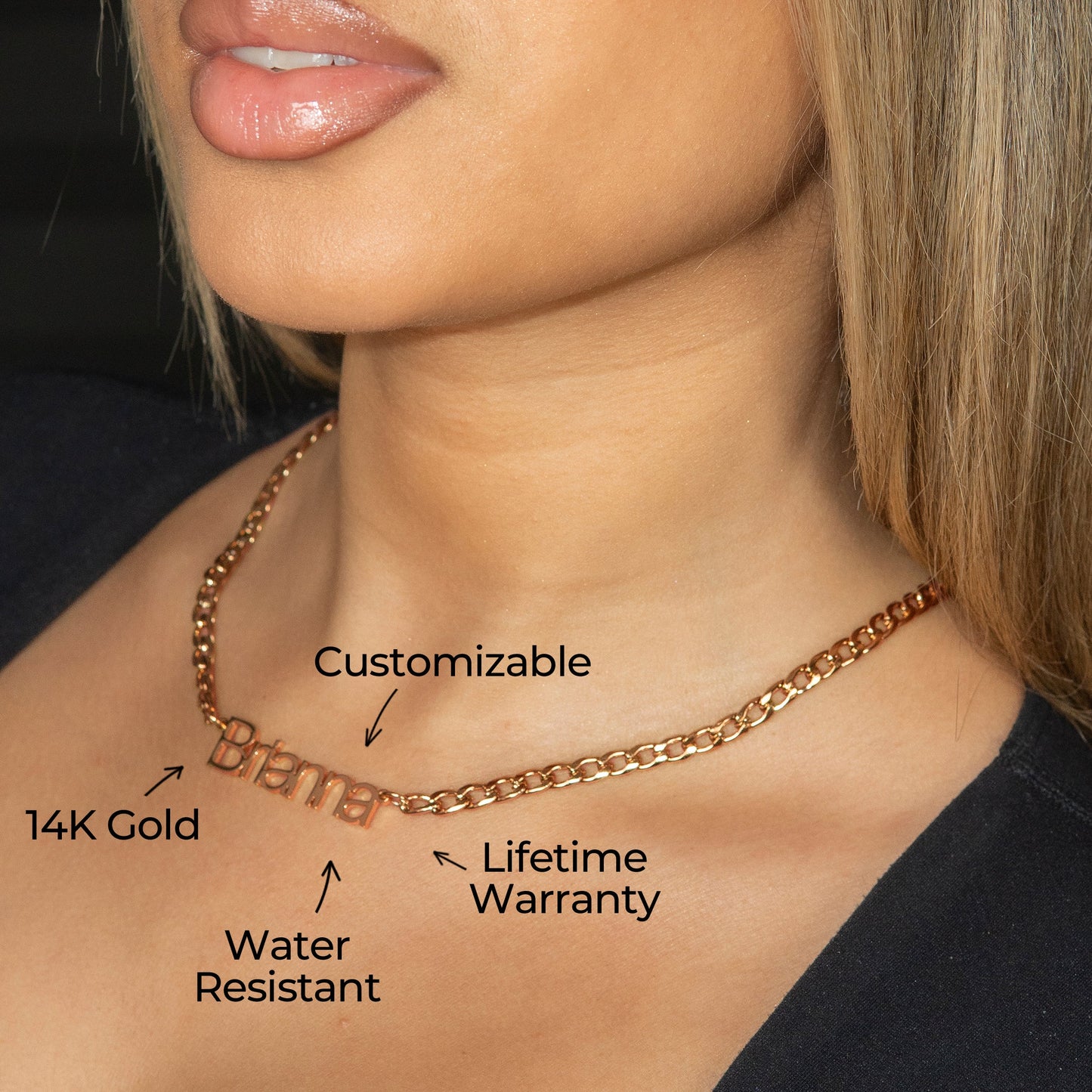 Women Jewelry - Rose Gold Name Necklace | Style # N14