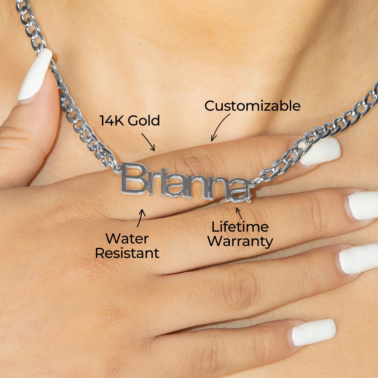 Women Jewelry - White Gold Name Necklace | Style # N14