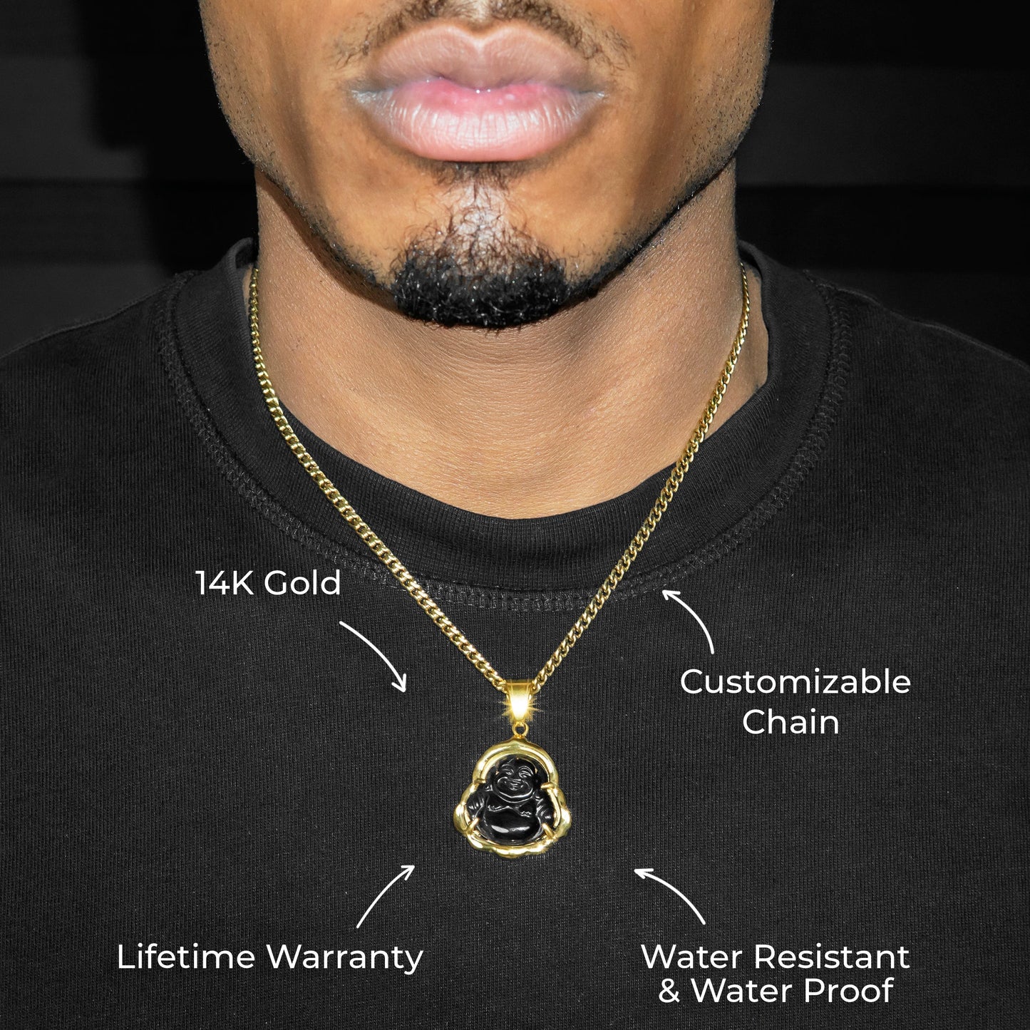 Mens Jewelry - 14K Gold Buddha Necklace | Appx. 12 Grams