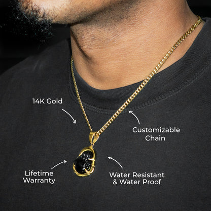 Mens Jewelry - 14K Gold Buddha Necklace | Appx. 12 Grams