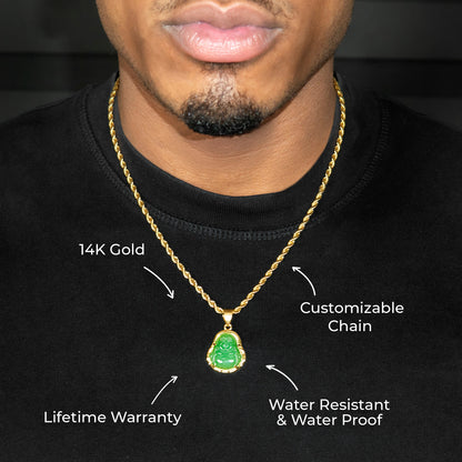 Mens Jewelry - 14K Gold Buddha Necklace | Appx. 5 Grams
