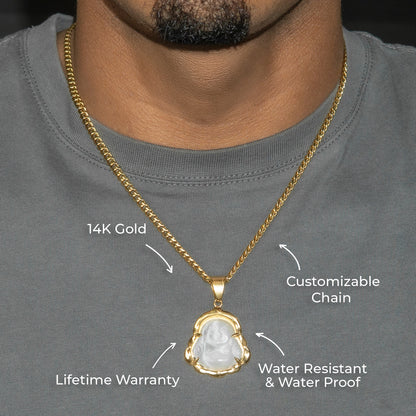 Mens Jewelry - 14K Gold Buddha Necklace | Appx. 13 Grams