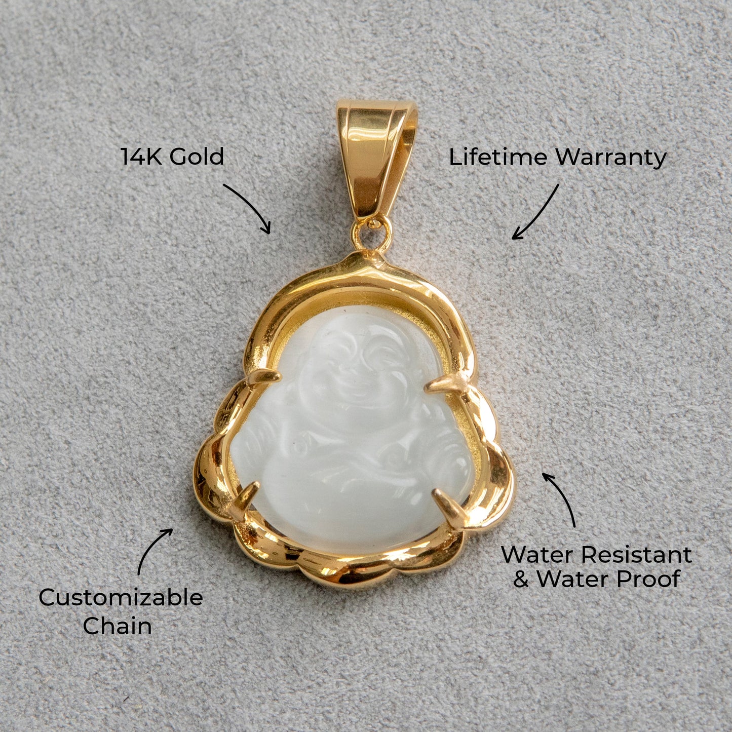 Mens Jewelry - 14K Gold Buddha Necklace | Appx. 13 Grams