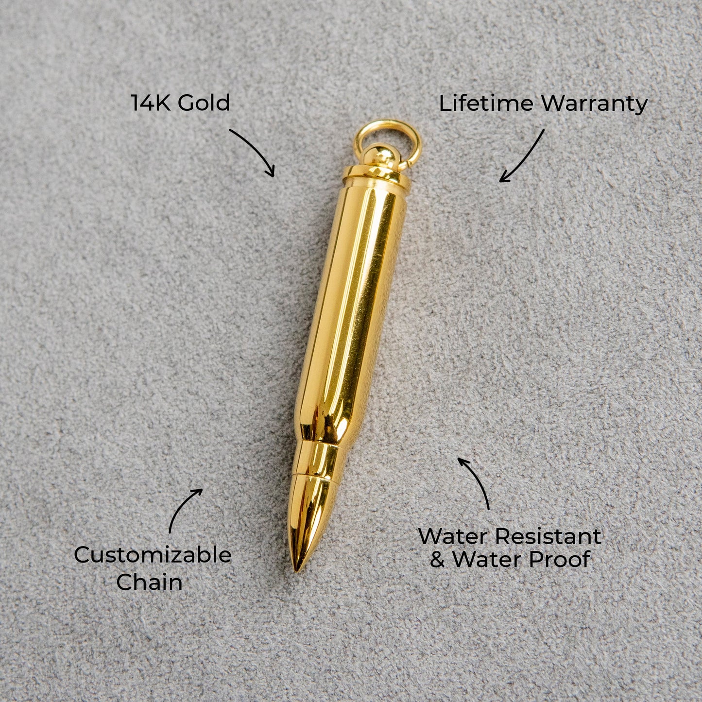Mens Jewelry - 14K Gold Bullet Necklace | Appx. 7.6 Grams
