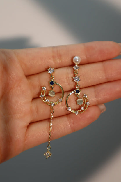 14K Real Gold Plated Moonlight Dangle Earrings