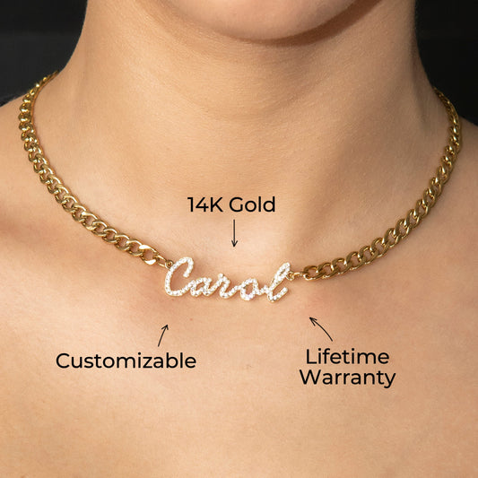 Women Jewelry - Iced Out VVS Name Necklace | Style # N40