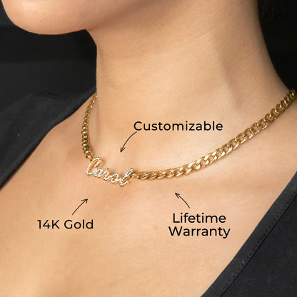 Women Jewelry - Iced Out VVS Name Necklace | Style # N40