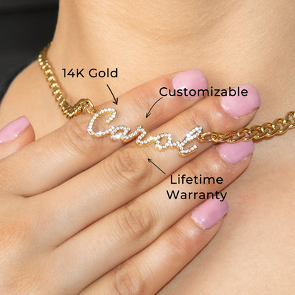 Women Jewelry - Iced Out VVS Name Necklace | Style # N40