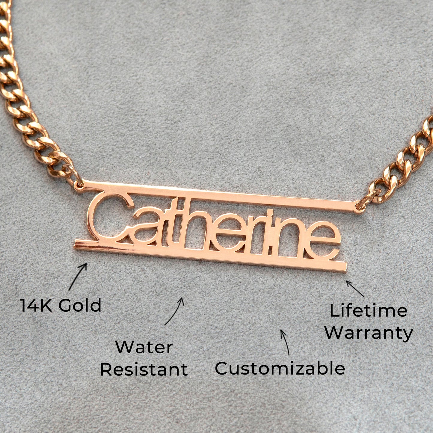 Women Jewelry - Rose Gold Name Necklace | Style # N15