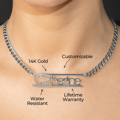 Women Jewelry - White Gold Name Necklace | Style # N15