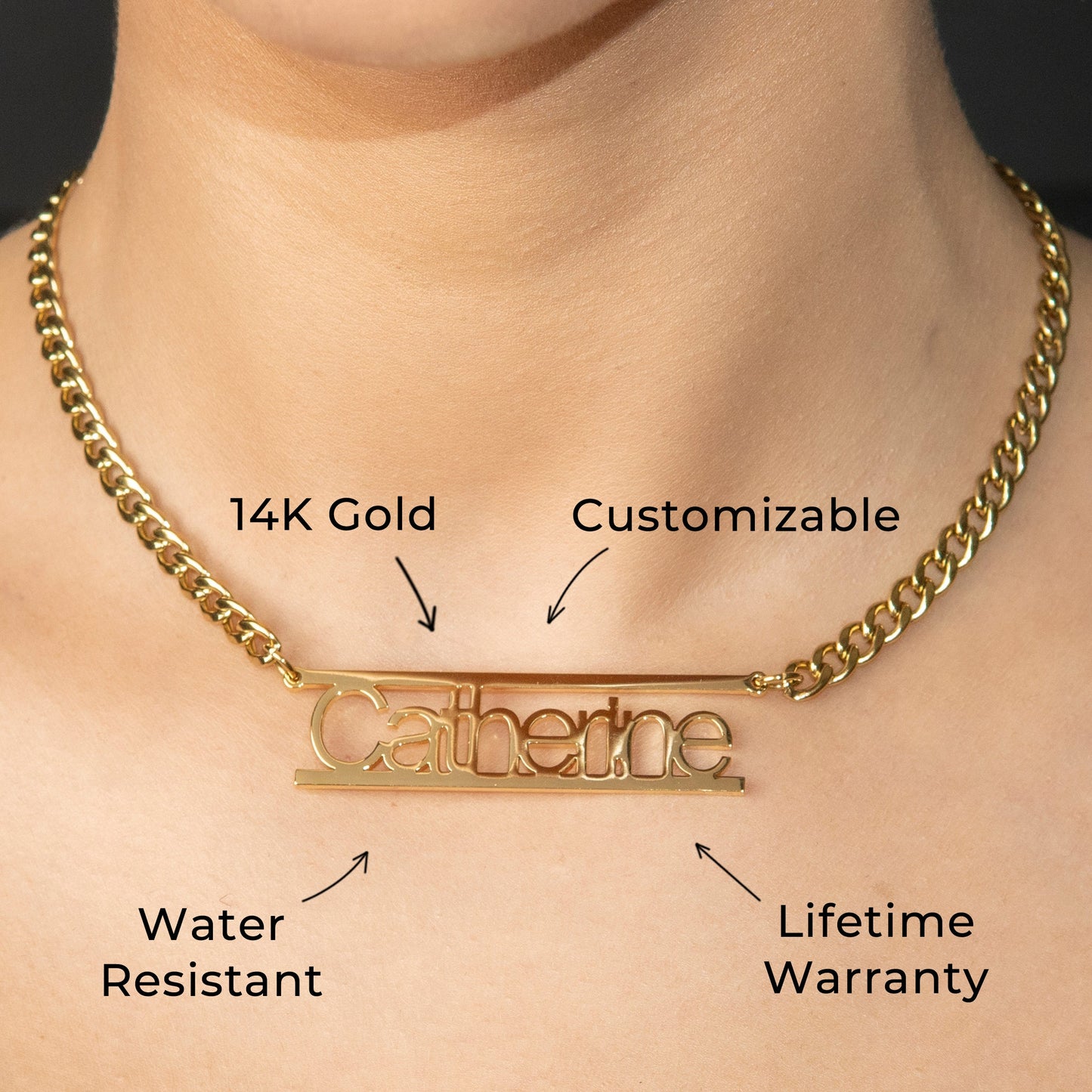 Women Jewelry - Gold Name Necklace | Style # N15