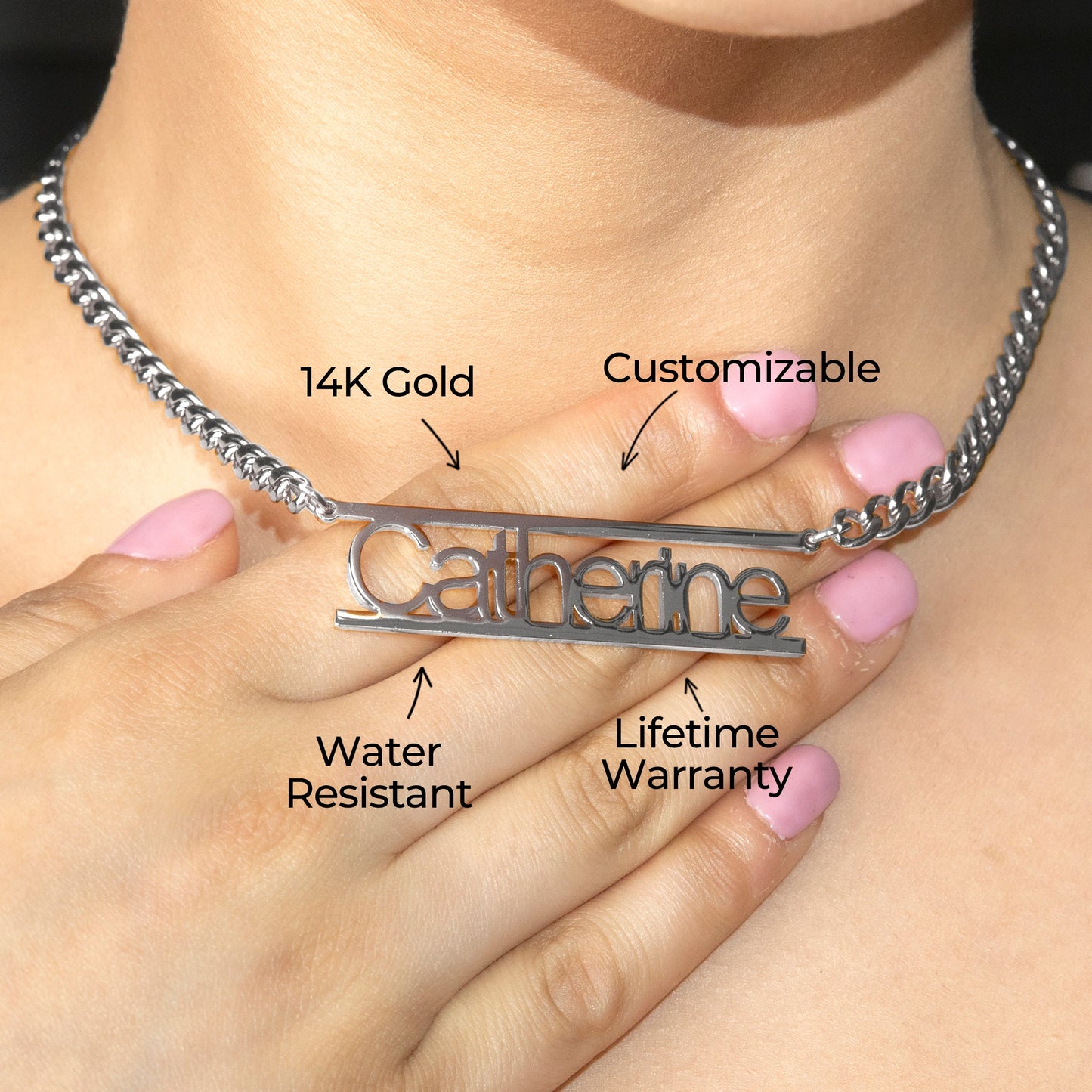 Women Jewelry - White Gold Name Necklace | Style # N15
