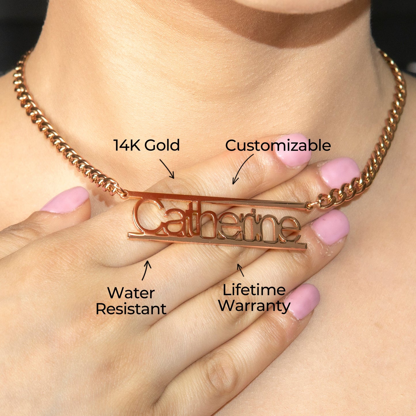 Women Jewelry - Rose Gold Name Necklace | Style # N15