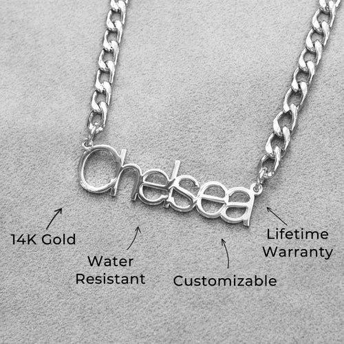 Women Jewelry - White Gold Name Necklace | Style # N03