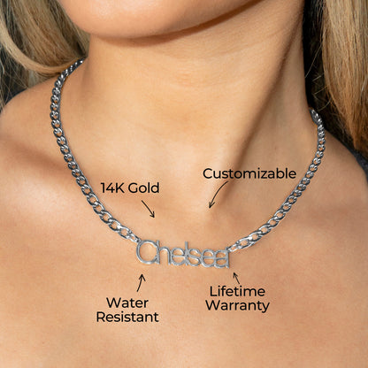 Women Jewelry - White Gold Name Necklace | Style # N03