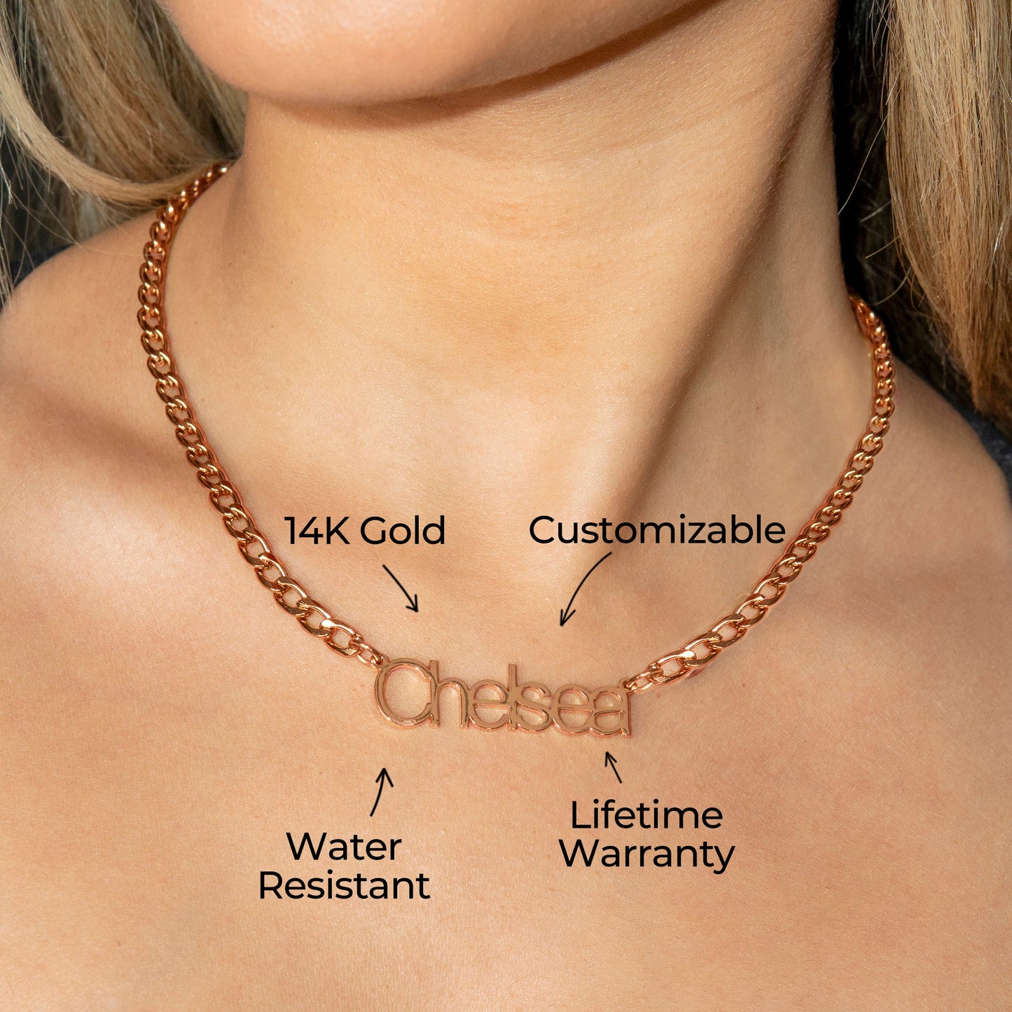 Women Jewelry - Rose Gold Name Necklace | Style # N03