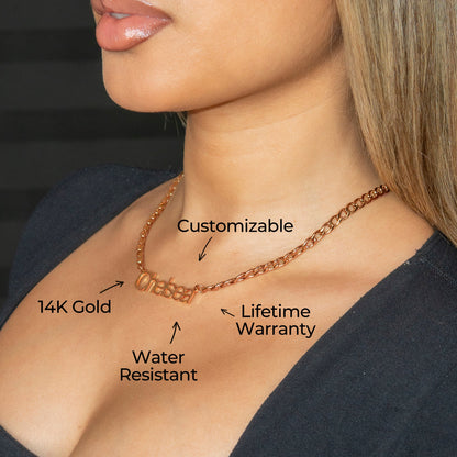 Women Jewelry - Rose Gold Name Necklace | Style # N03