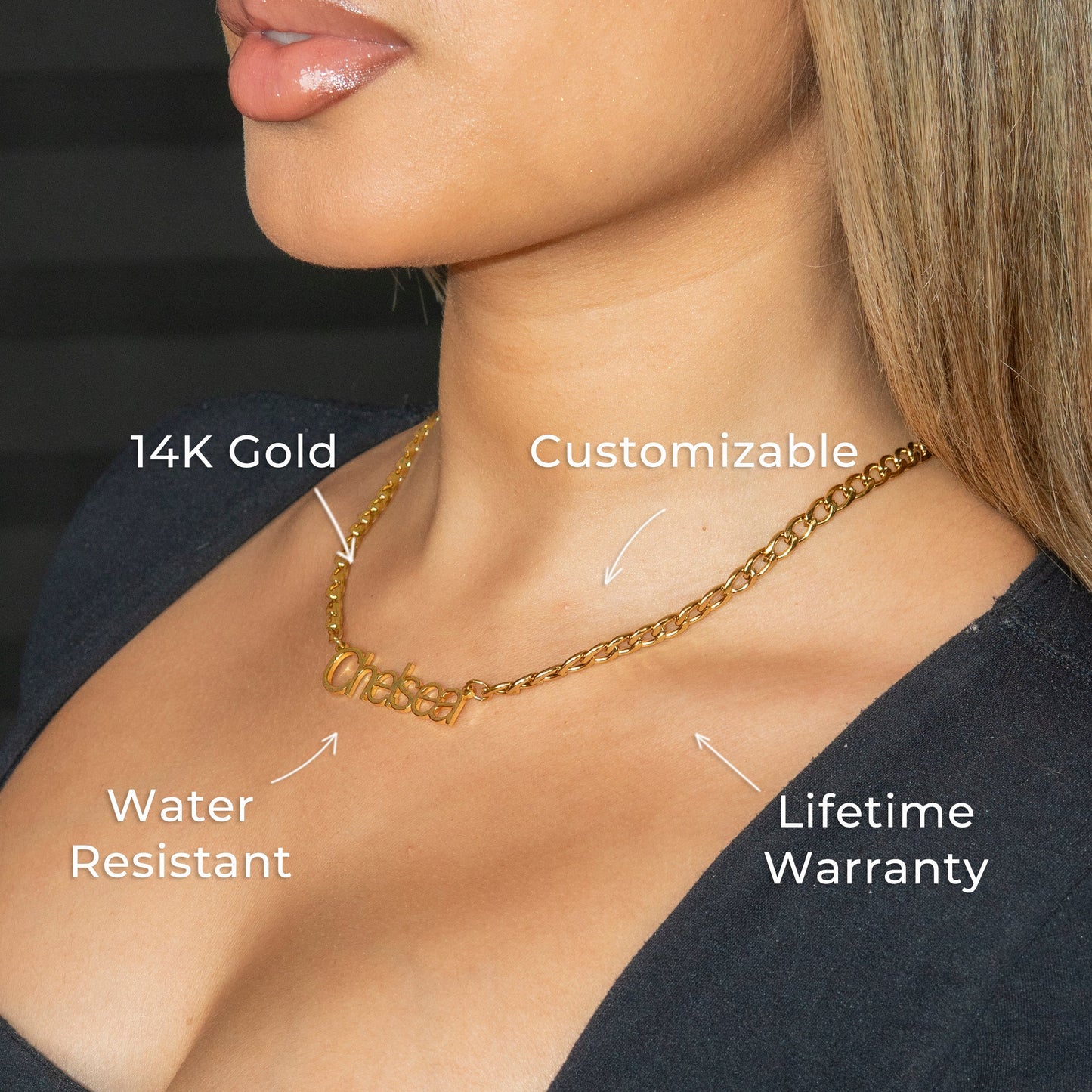Women Jewelry - Gold Name Necklace | Style # N03