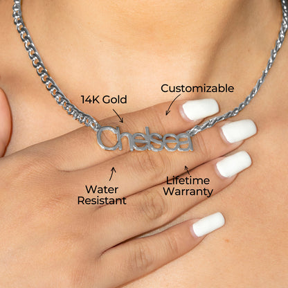 Women Jewelry - White Gold Name Necklace | Style # N03