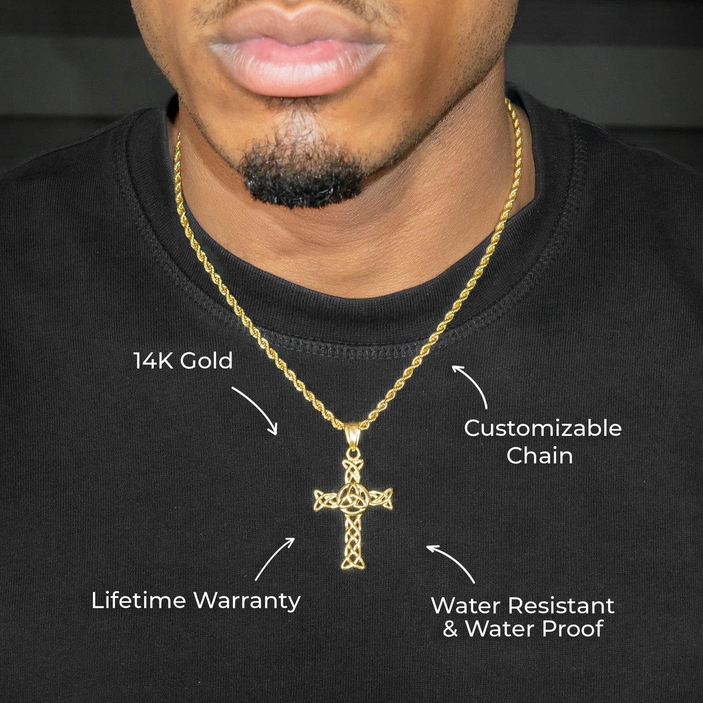 Mens Jewelry - 14K Gold Cross Necklace | Appx. 6 Grams