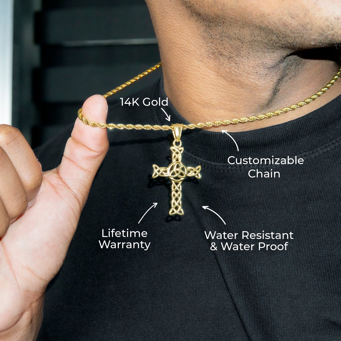 Mens Jewelry - 14K Gold Cross Necklace | Appx. 6 Grams