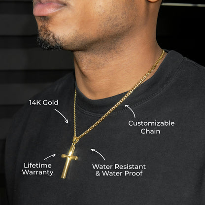 Mens Jewelry - 14K Gold Cross Necklace | Appx. 12 Grams