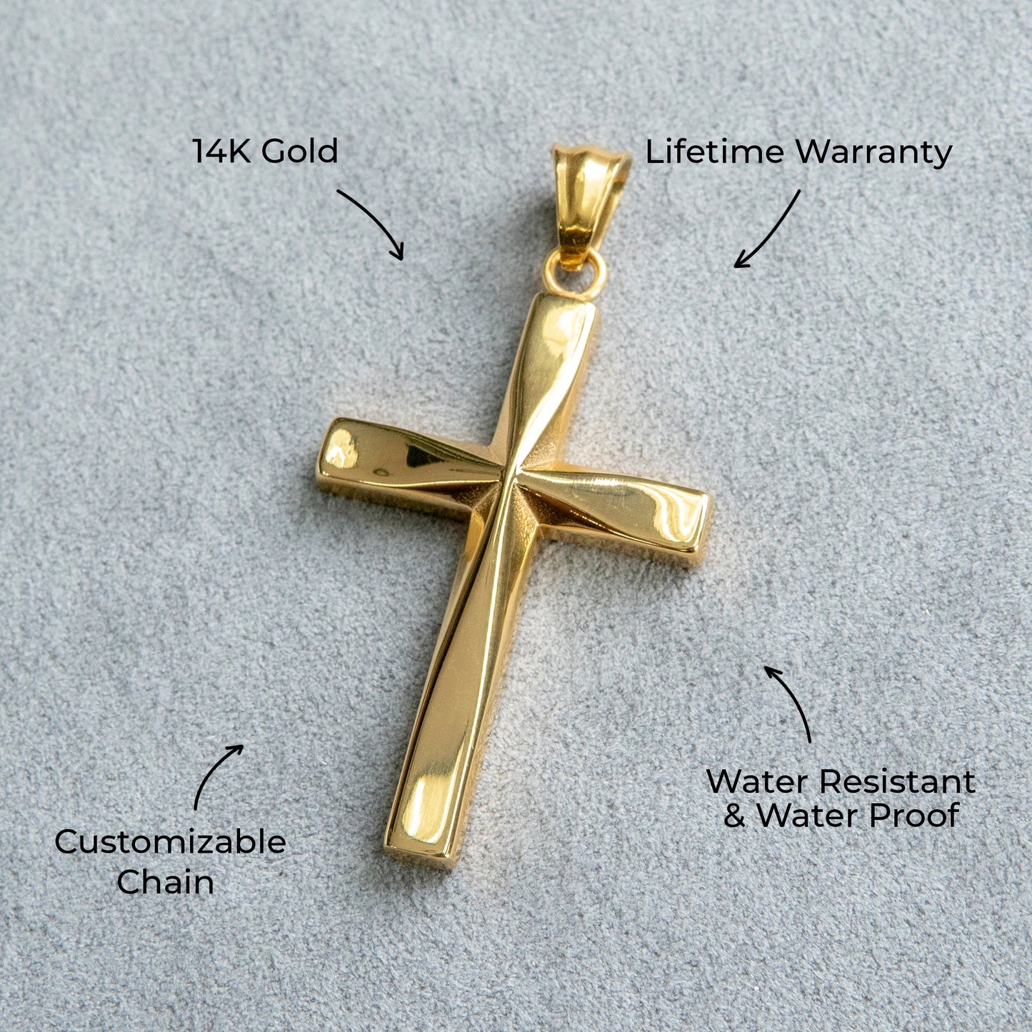 Mens Jewelry - 14K Gold Cross Necklace | Appx. 12 Grams