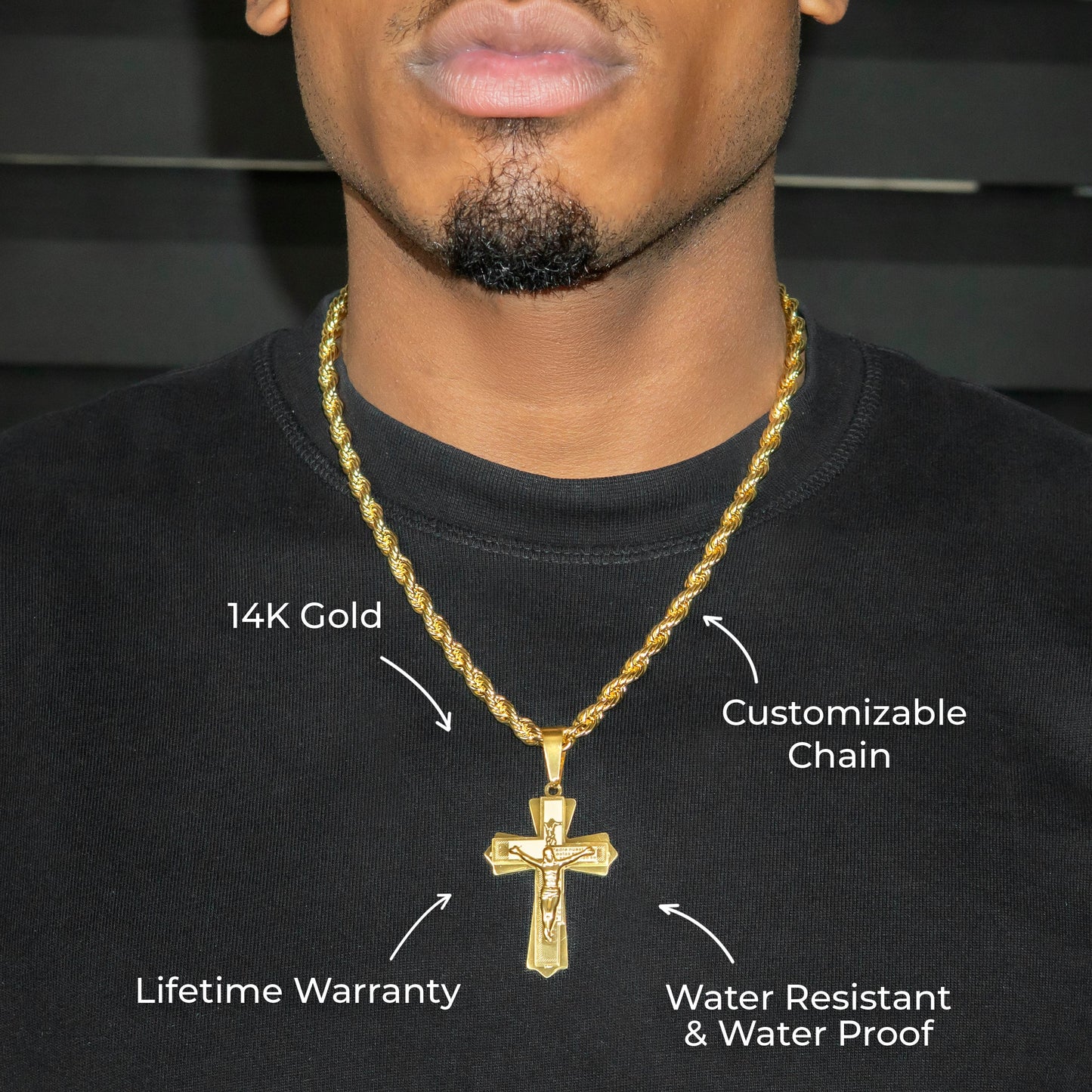 Mens Jewelry - Gold Crucifix Necklace | Appx. 12 Grams