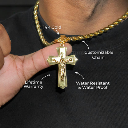 Mens Jewelry - Gold Crucifix Necklace | Appx. 12 Grams