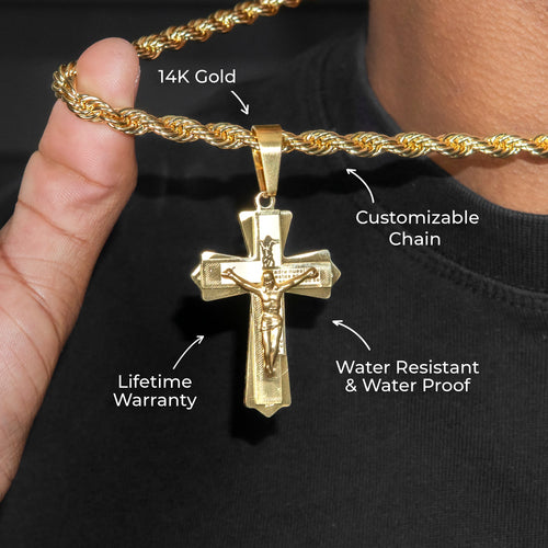 Mens Jewelry - Gold Crucifix Necklace | Appx. 12 Grams