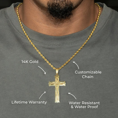 Mens Jewelry - 14K Gold Cross Necklace | Appx. 7 Grams